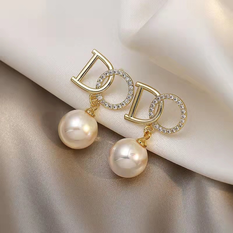 2021new Korean Style Temperament Trend Letter Do Pearl Stud Earrings Simple Fairy Little Fresh Earrings