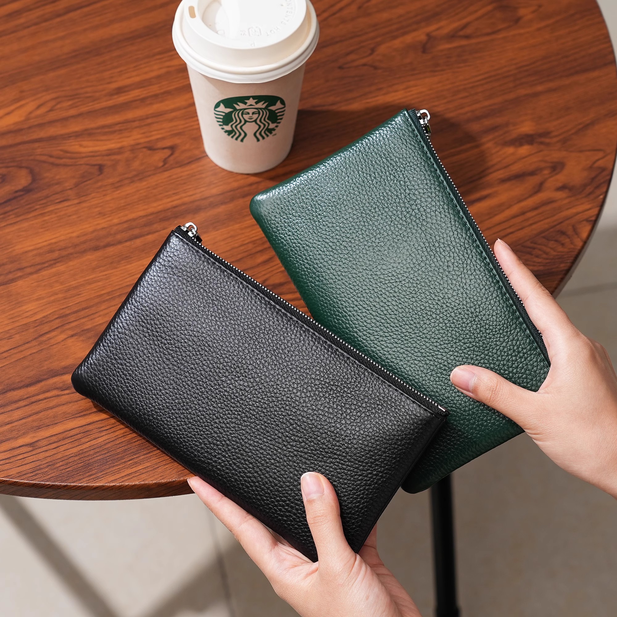 真皮质感手机包超薄长款大容量钱包男女拉链包简约便携钱夹手拿包