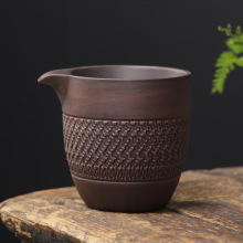 紫陶跳刀纹公道杯茶漏套组陶瓷茶具分茶器茶海单个创意功夫茶具