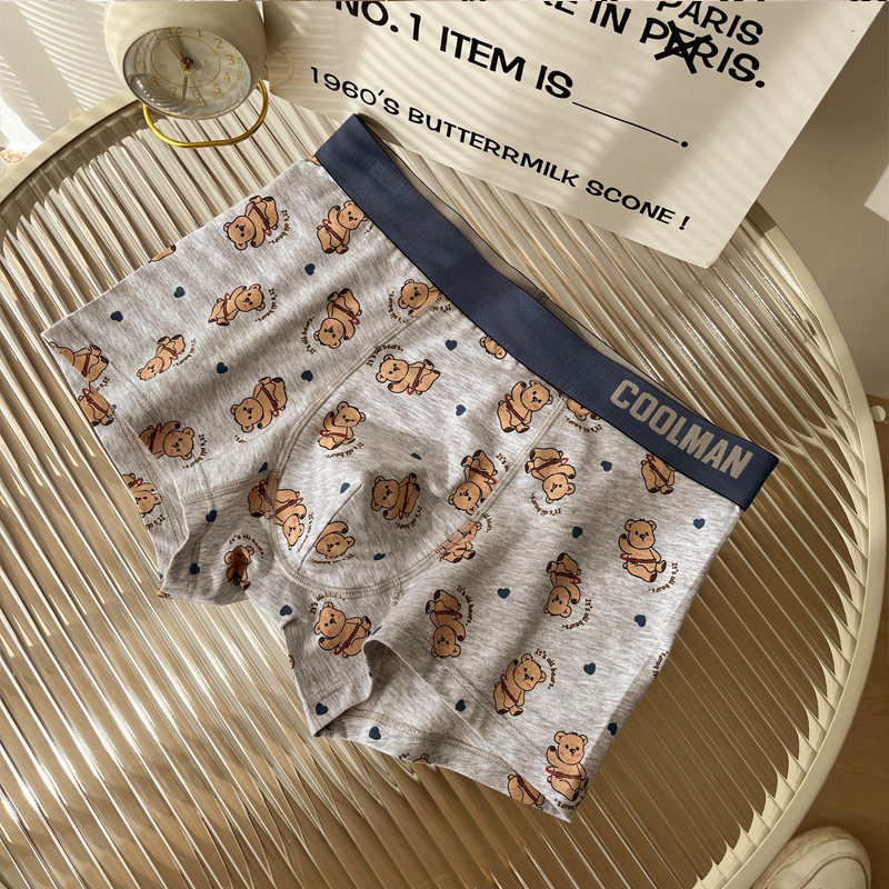 Four Seasons New Soft and Adorable Bear Underwear Breathable Soft Comfortable Boxers Boys Trend Cartoon Boxers