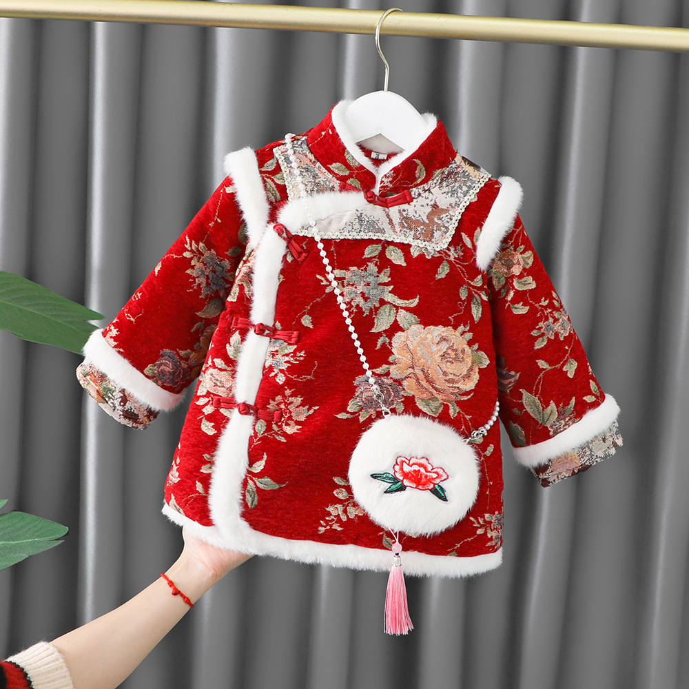 女童汉服中国风古装超仙演出儿童唐装拜年服女孩加厚长袖套装秋冬