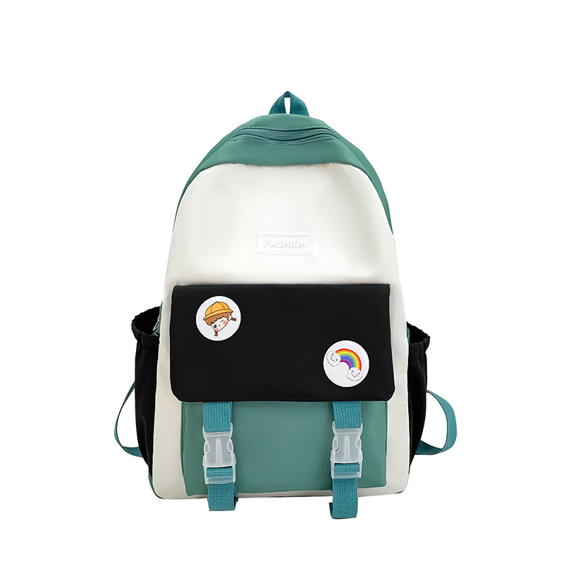 Korean Style Japanese Style Partysu Backpack Contrast Color College Style Student Schoolbag Large Capacity Versatile Fashion Backpack