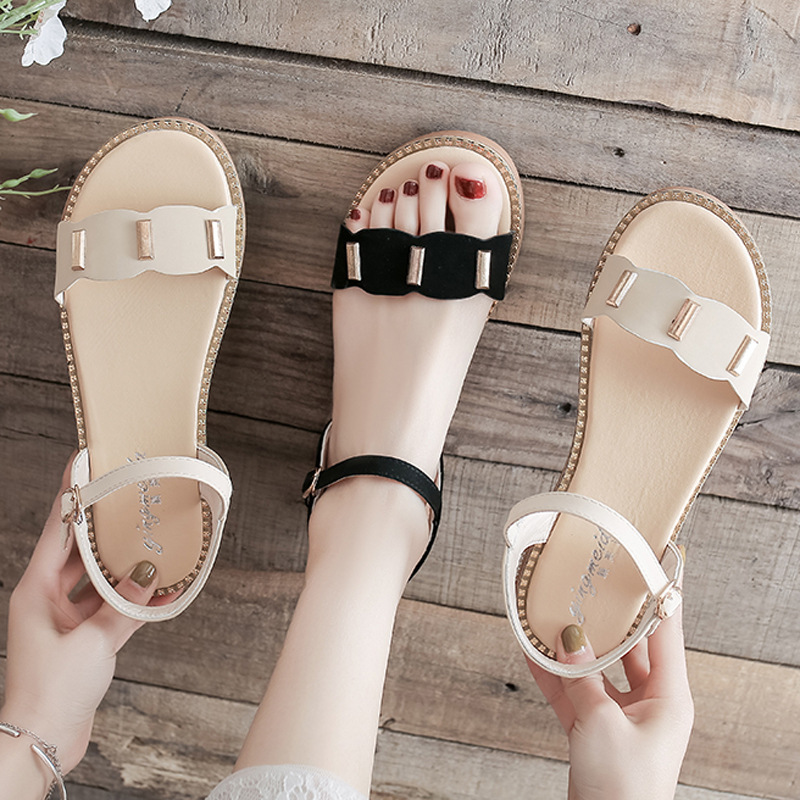 防滑凉鞋夏季平底2024新款百搭学生平跟软底孕妇鞋网红凉鞋女鞋潮