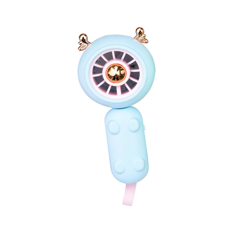 Folding 2023 New Cute Deer Glaring Gold Little Fan USB Charging Portable Summer Pocket Student Electric Fan