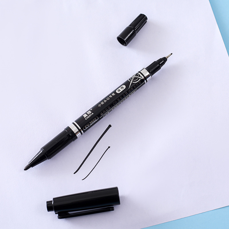 Small Double-Headed Marking Pen Oily 120 Black Quick-Drying Marker Pen Large Capacity Art Painting Hook Line Pen Wholesale