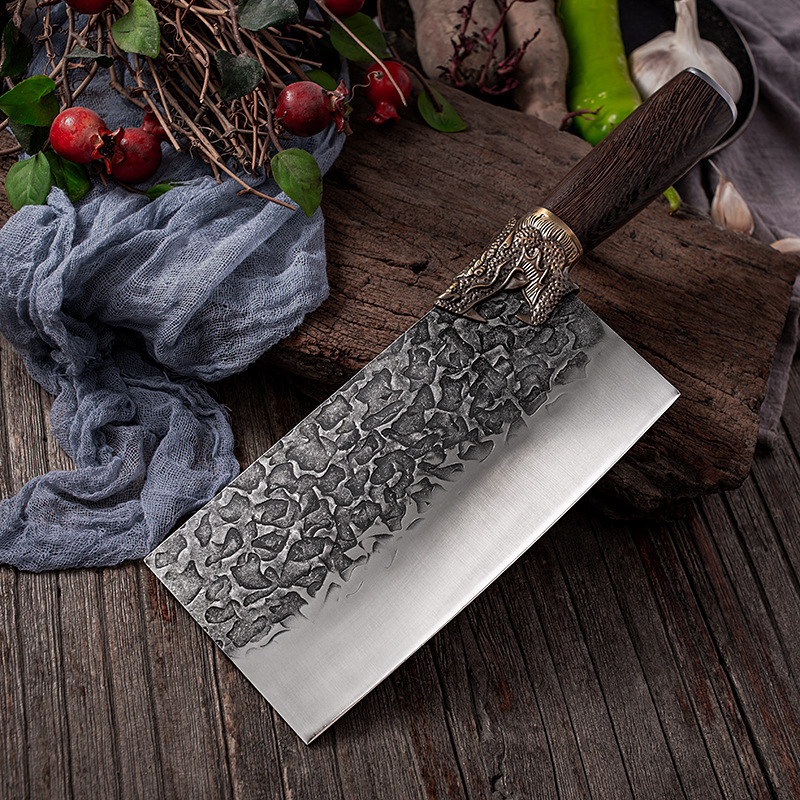 龙泉龙头切片刀锻打菜刀锋利老中式家用厨房刀具高碳不锈钢切肉菜_雨