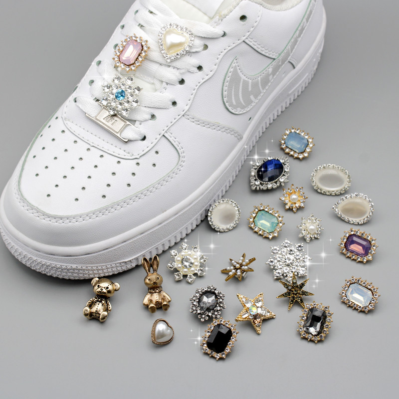 Air Force One Shoe Accessories DIY Shoelace Buckle Decorative Rhinestone Foam Board Shoe Ornament Metal Hardware Violent Bear Buckle