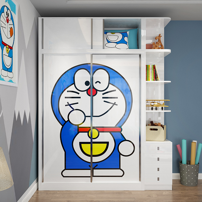 推拉门衣柜2门儿童房卧室板式烤漆套房移门可卡通图案广东省