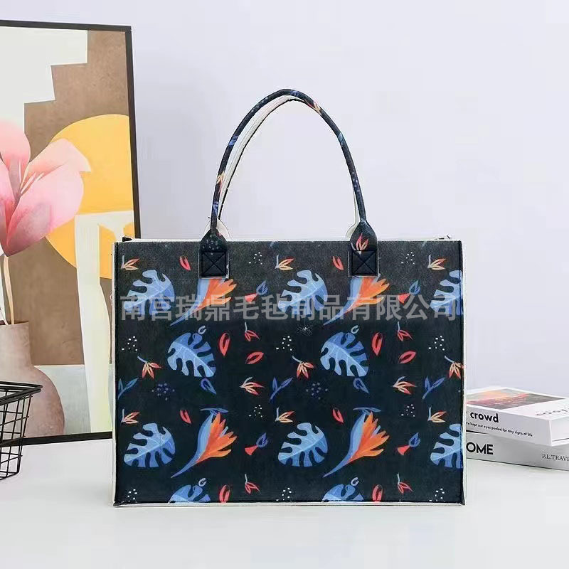 New Sublimation Printing Felt Bag Net Red Oil Painting Style Women's Tote Printable Logo Printing Felt Bag