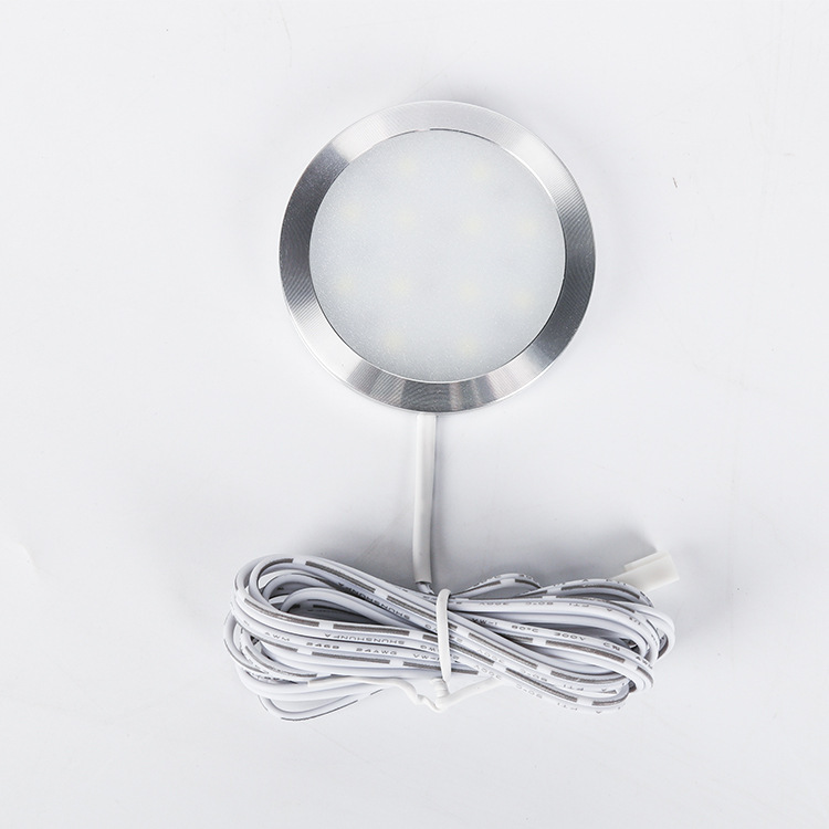 LED Kitchen Cabinet Lamp round 2W Wardrobe Light Wine Cabinet Furniture Lamp RV Light Surface Mounted Small round Lamp Punch Free Thin round Lamp