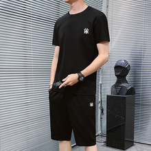 2021新款短袖T恤男潮牌韩版潮流短裤男休闲运动夏季搭配帅气套装