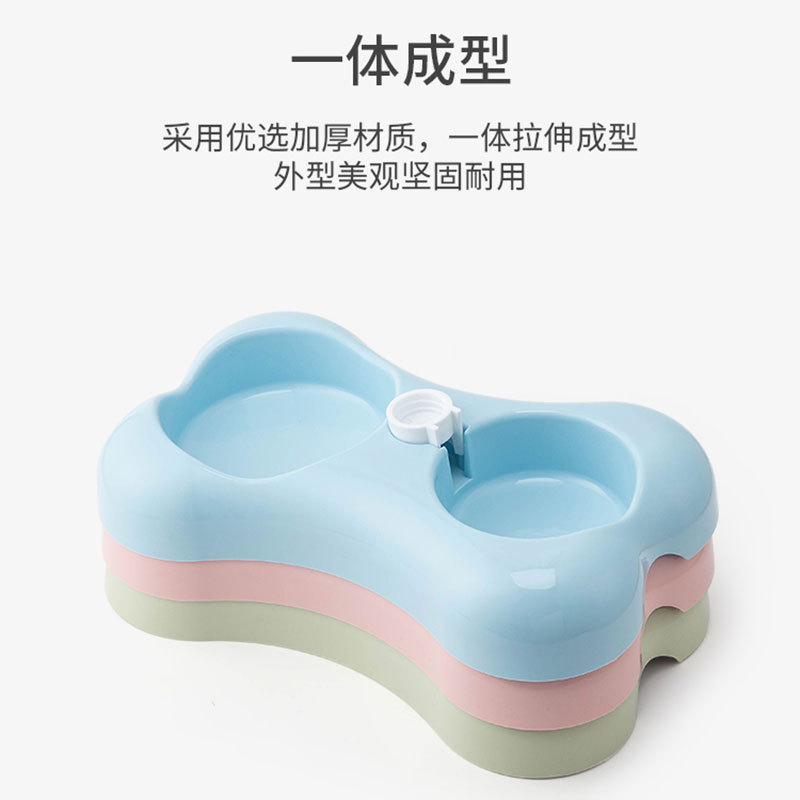 with Water Fountain Dog Food Bowl Candy Color Dog Bowl Automatic Water Double-Purpose Bowl Water Fountain Spot Pet Supplies Cat Bowl