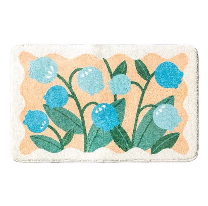 Cross-Border Cashmere Flower Absorbent Floor Mat Bathroom Door Bedside Foot Carpet Bathroom Door Non-Slip Floor Mat