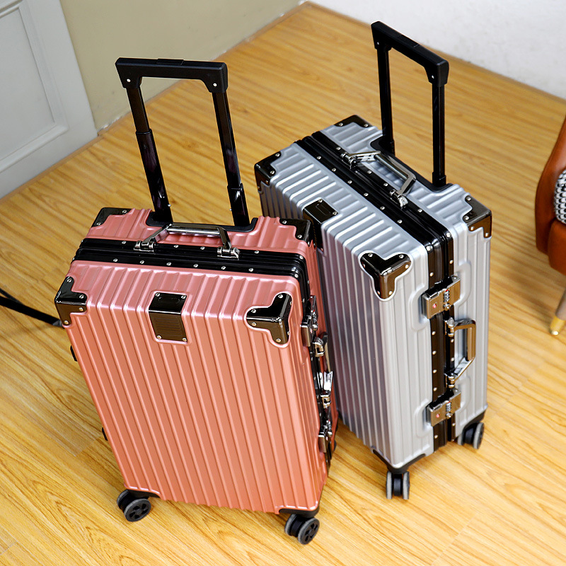 New Aluminium Frame Luggage Thick Tough Aluminum Alloy Luggage for Working Students Password Suitcase Universal Wheel Boarding Bag