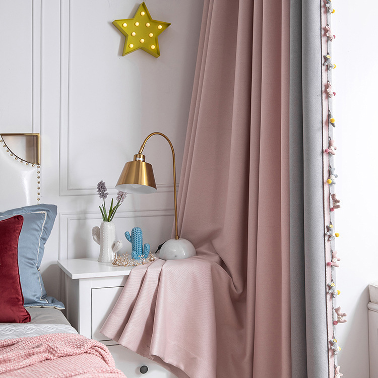 2021年新款窗帘少女粉色女孩房遮光窗帘公主风儿童卧室儿童窗帘