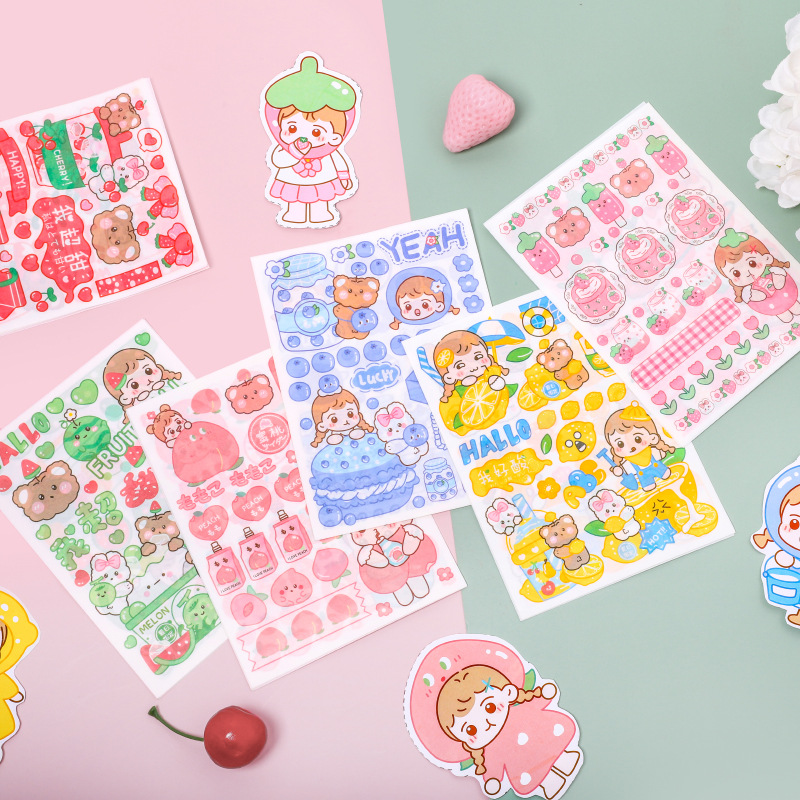森语gl21-560 栗子君果酱系列4入贴纸学生文具卡通手账装饰物品贴