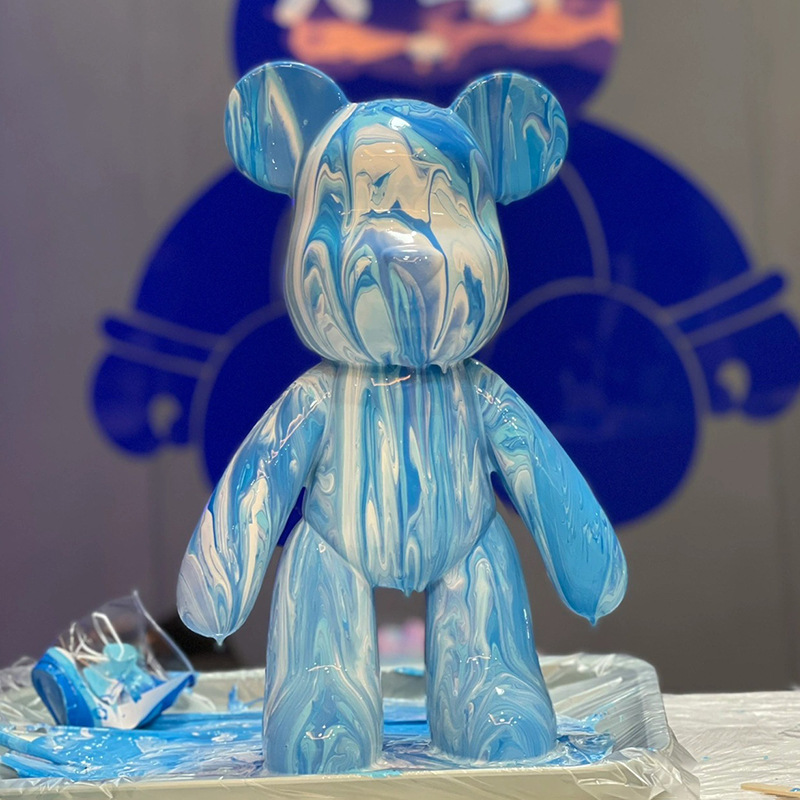 正版流体暴力熊手工diy摆件手工自制流体画熊钥匙扣家居潮酷玩具