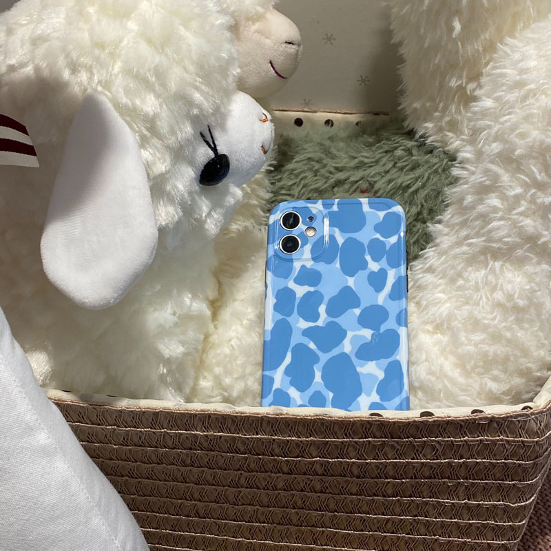 蓝色奶牛纹适用11pro max苹果12手机壳iphonex/xr软xs硅胶7/8plus