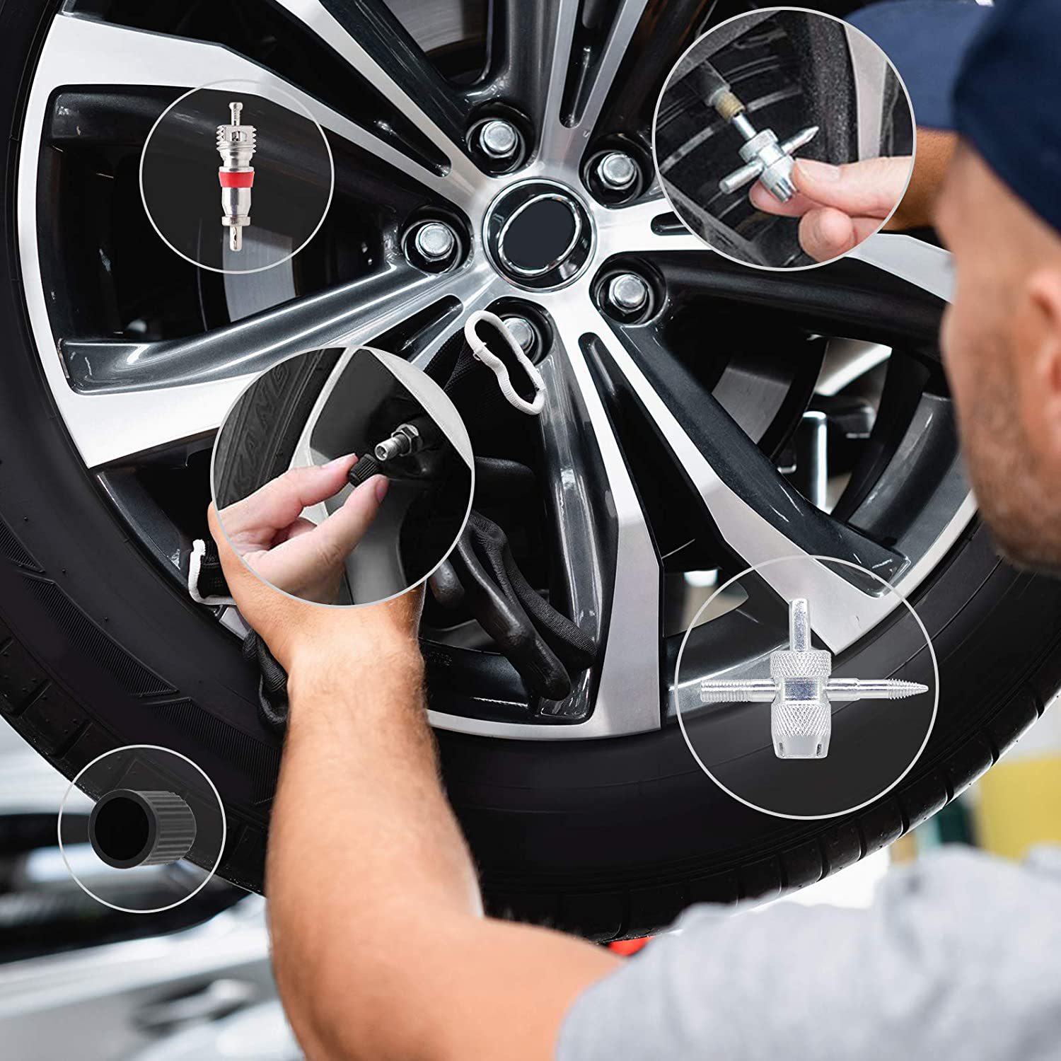 轮胎气门芯拆卸安装工具 双单头气门芯拆卸器 轮胎修理工具套装