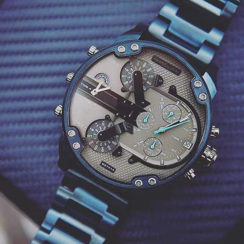 dz现货男士手表7414个性大表盘潮流手表不锈钢带石英手表一件代发