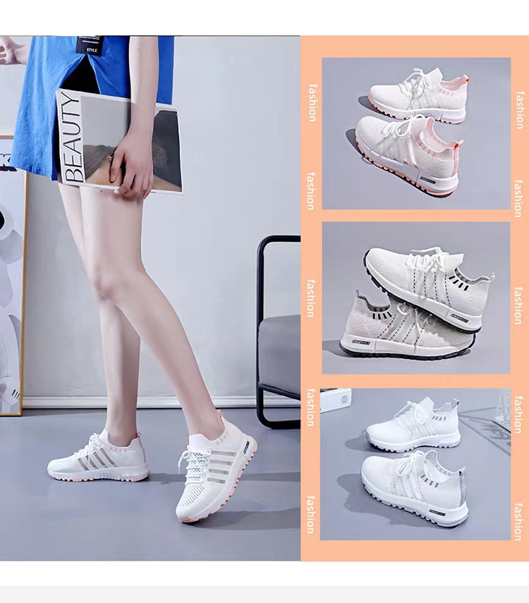 Women's Shoes 2023 New All-Match White Shoes Mesh Surface Shoes Casual Shoes Women's Flying Woven Breathable Sneaker Factory Wholesale Shoes