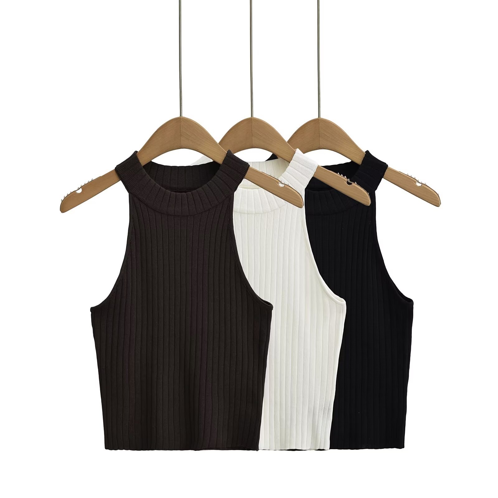 速卖通跨境外贸批发2024夏季新款女装螺纹挂脖针织上衣n9-10140