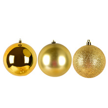 RI0T圣诞装饰球6-30CM金色亮面闪粉塑胶球圣诞树挂件节庆装饰布置