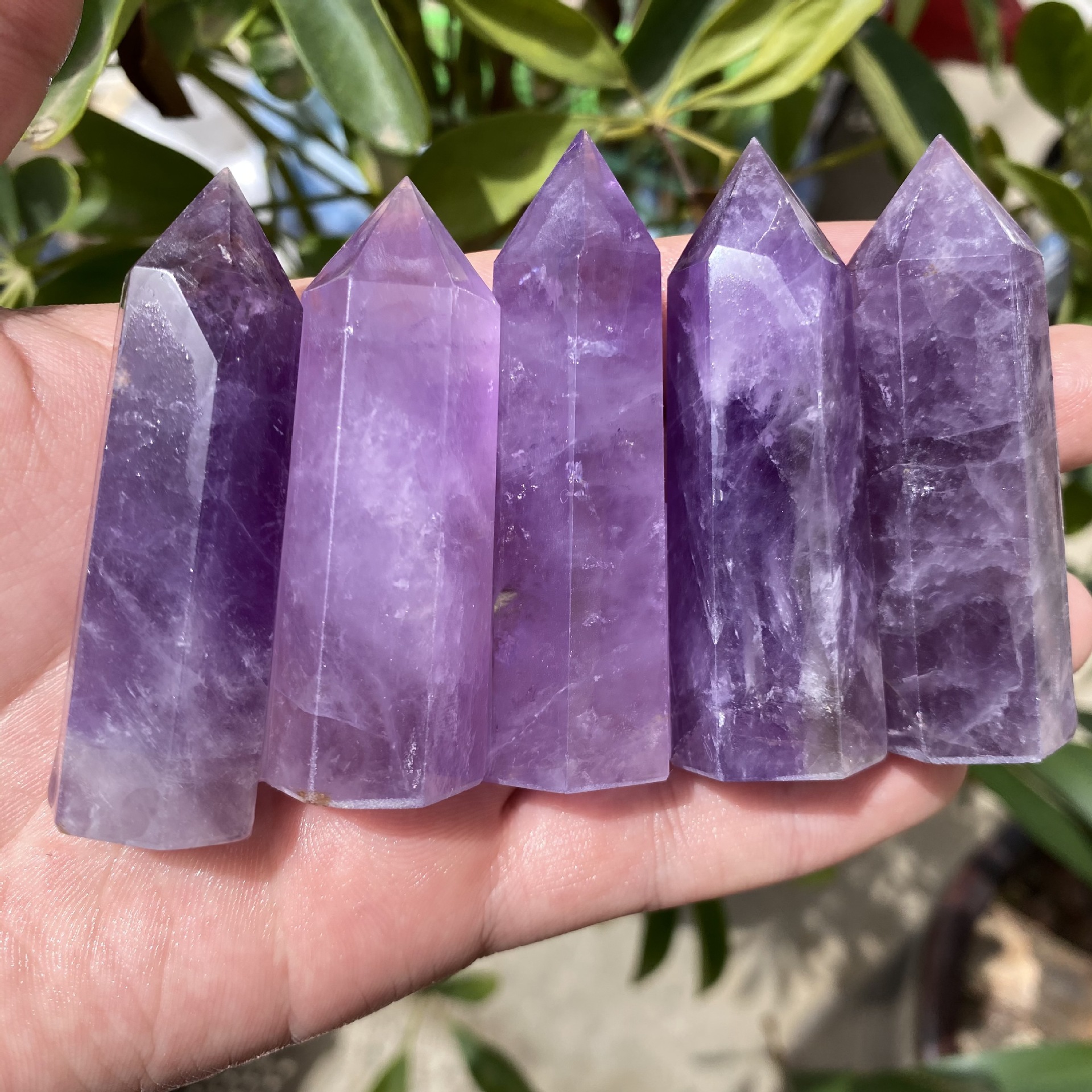 工厂直销天然水晶六棱柱紫水晶六棱柱 紫晶柱 摆件水晶柱