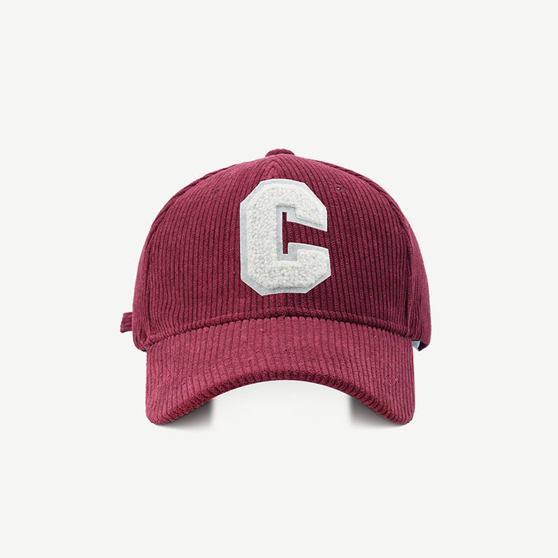 Baseball Cap for Women Autumn and Winter New Corduroy Sports C Letter Internet Celebrity Outdoor Same Style Men's Hard Top Peaked Cap