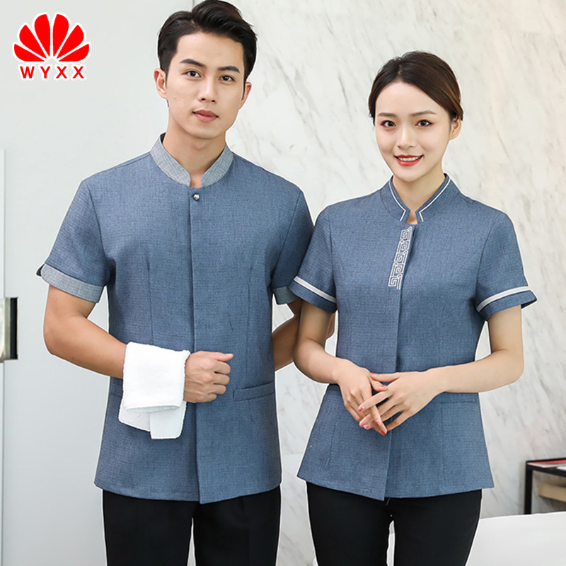 保洁工作服夏装女酒店宾馆客房服务员物业家政阿姨清洁工短袖服装