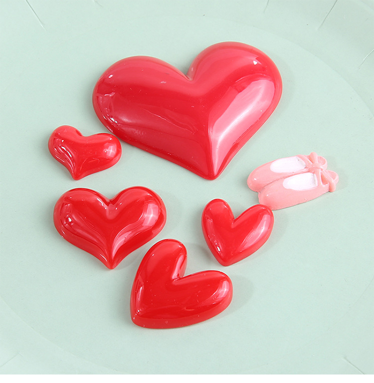 爱心树脂配件diy手工制作奶油滴胶手机壳装饰材料diy发夹发圈配件