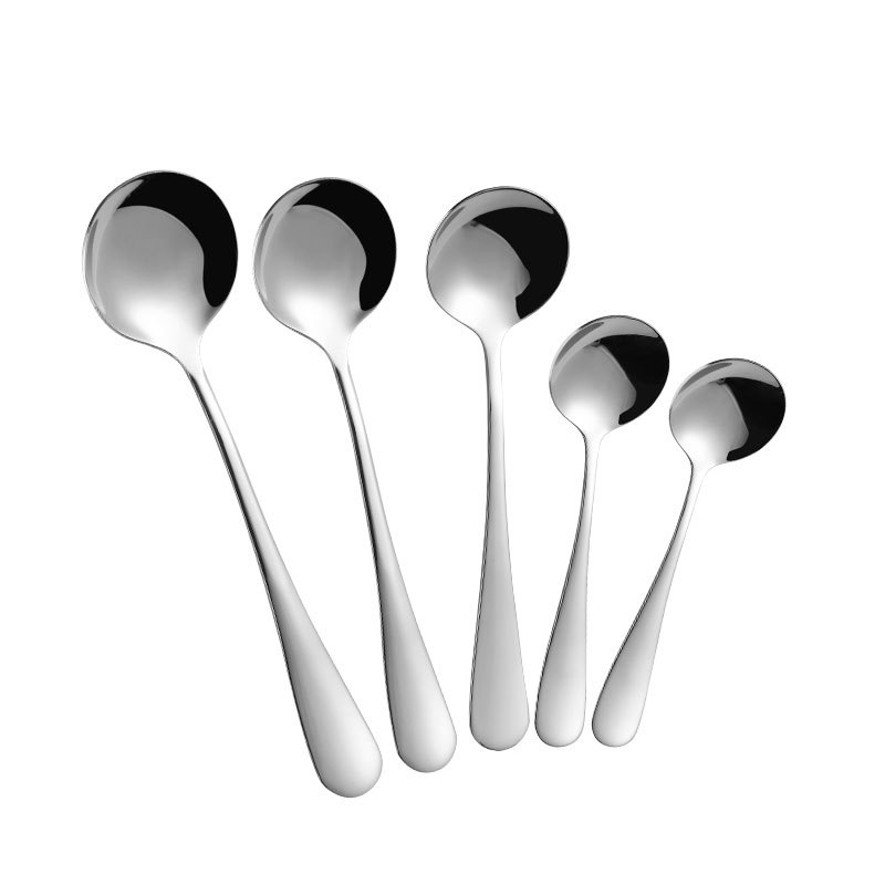 Hotel Restaurant 304 Stainless Steel round Spoon Meal Spoon Tea Spoon Stirring Spoon Coffee Spoon Household 1010 Stainless Steel Tablespoon