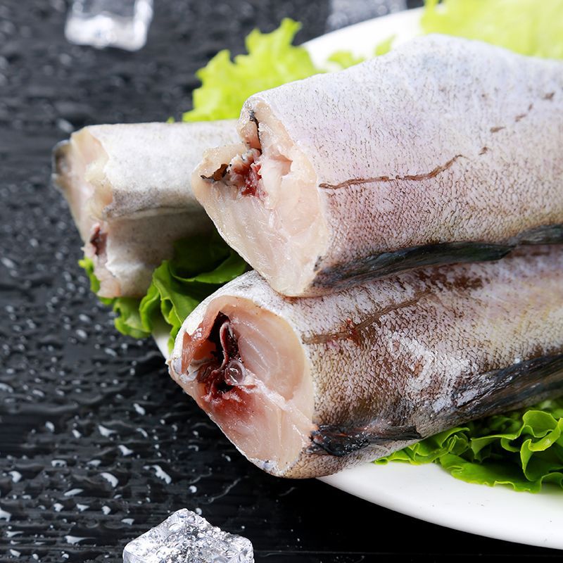 深海野生新鲜鳕鱼新鲜冷冻无头鳕鱼狭鳕鱼去头明太鱼海鲜深海批发