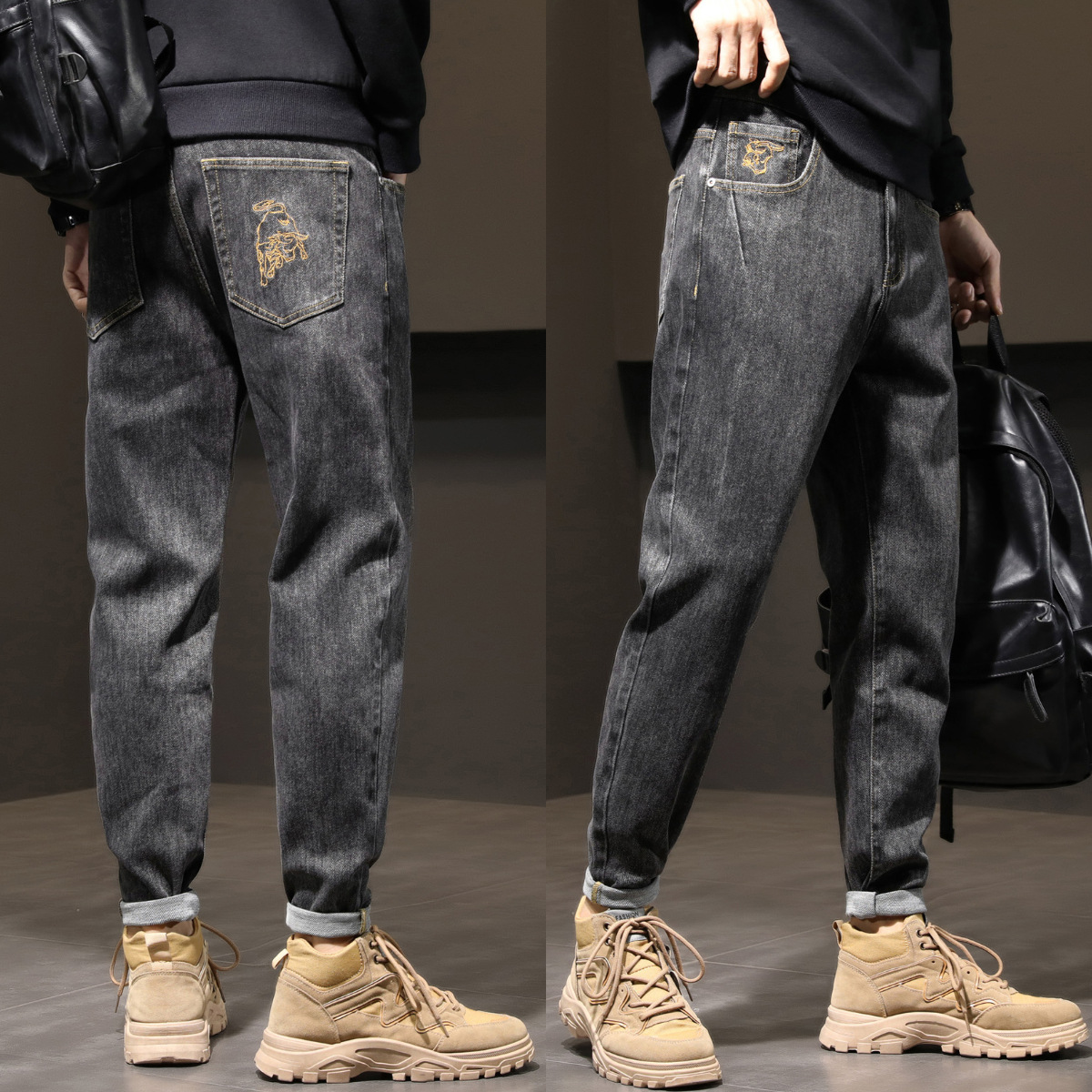 男裤直筒宽松牛仔裤男批发男士潮流休闲长裤高端潮牌男款裤子百搭