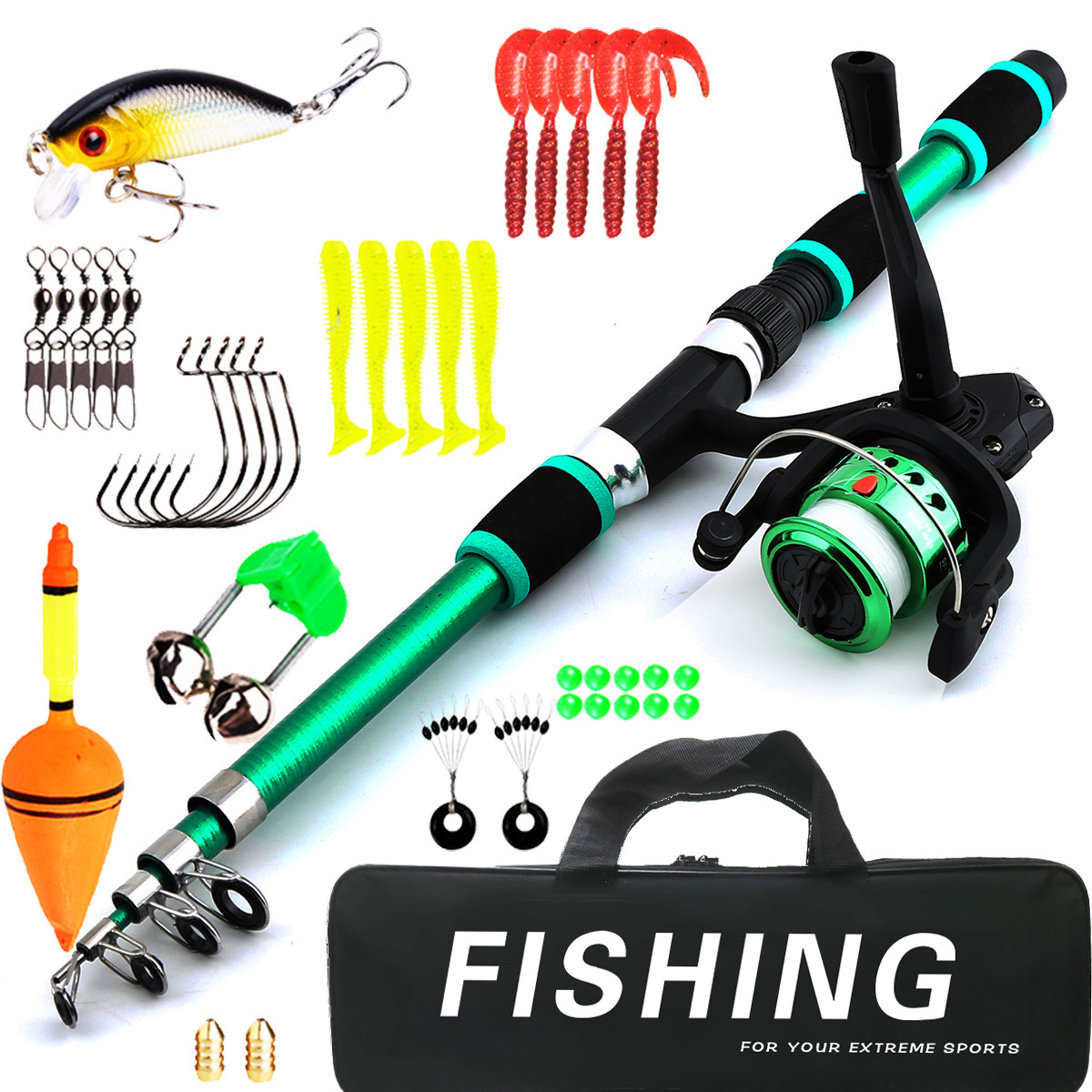 Fishing Gear Set Ultra Short Pole and Wheel Set 1.8 M Children's Fishing Rod Fishing Gear Set Fishing Gear