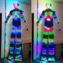 跨境LED幻彩高跷服装变色衣服发光演出道具头盔酒吧机械发光服男