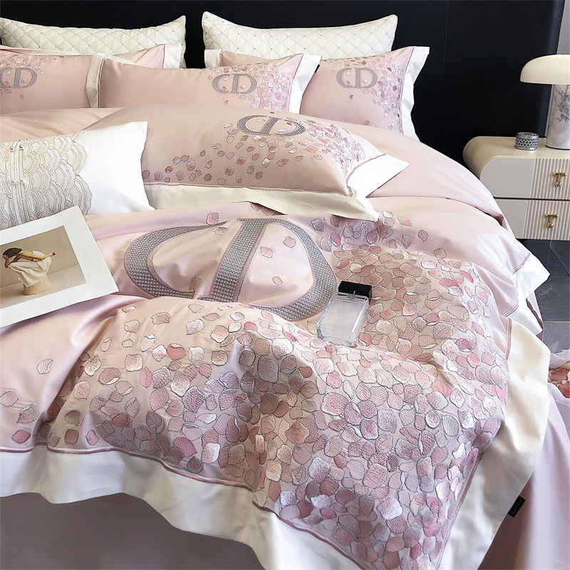 高定轻奢重工刺绣长绒棉贡缎四件套全棉纯棉被套床单1.