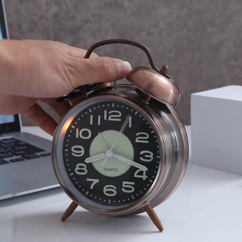 电镀复古闹钟静音学生儿童卧室床头专用闹铃懒人起床闹钟礼品钟表