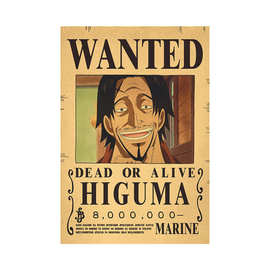 新品海贼王悬赏令42-86牛皮纸复古海报跨境电商周边动漫产品