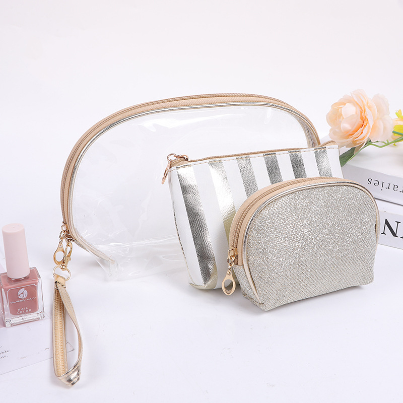 Gargle Multifunctional Travel Bag Cosmetic Bag PVC Cosmetic Bag Cosmetic Bag Bag Large Capacity Fashion Shell Bag Three-Piece Set Mother and Child Bag