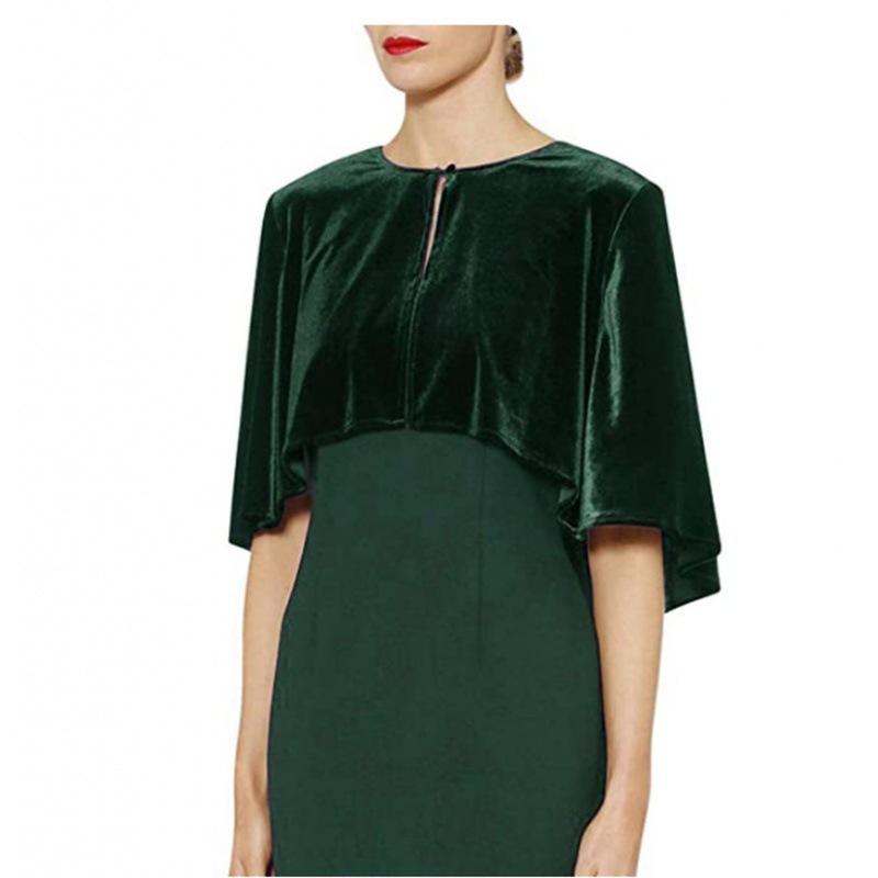 外贸金丝绒黑色小披风百搭旗袍裙子女士披肩短款外套夹克定制