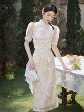 QF00274 新中式国风复古小洋装改良旗袍年轻款少女两件套装裙夏
