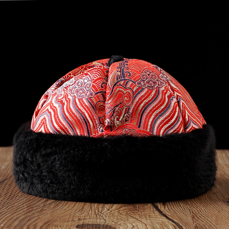 儿童帽子瓜皮帽男童秋冬季风宝宝婴儿喜庆新年唐装过年地主帽