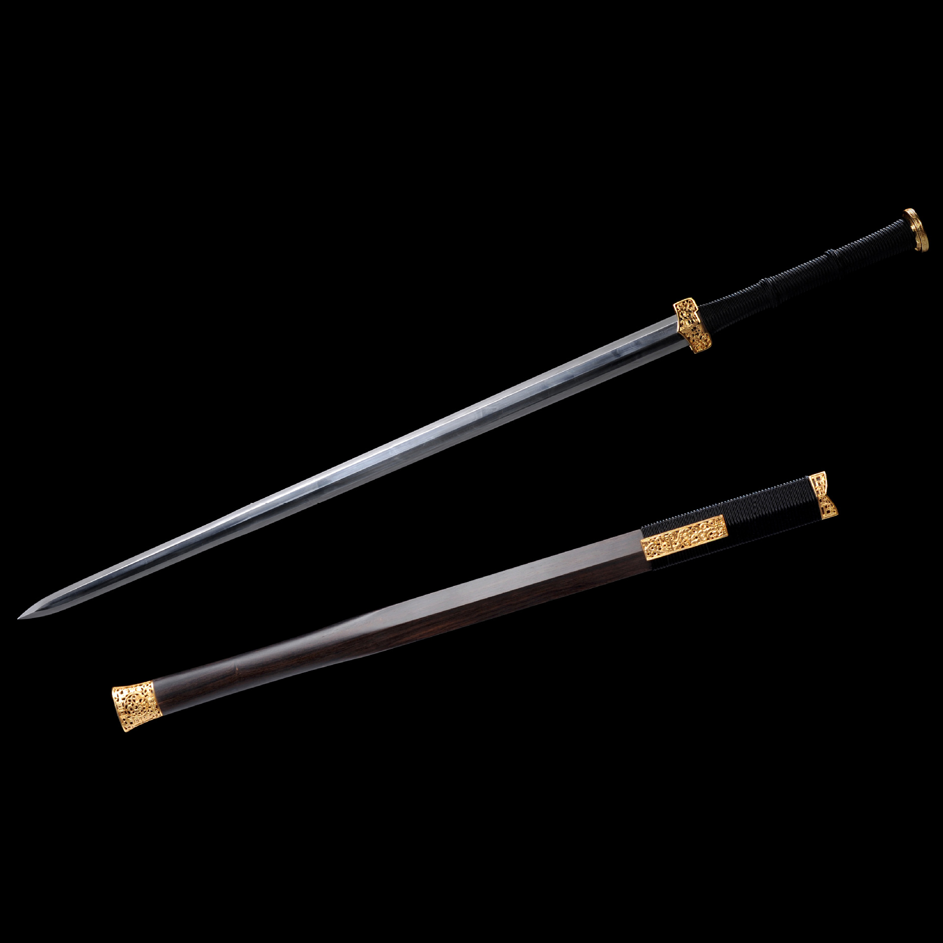 龙泉市刀剑夹钢一体影视汉剑防身镇宅宝剑手工锻打春秋硬剑未开刃