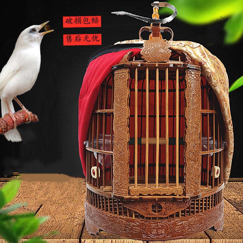 新款云贵川竹制画眉鸟笼全身刻凯里笼八哥鹩哥大小号鸟笼子-阿里巴巴