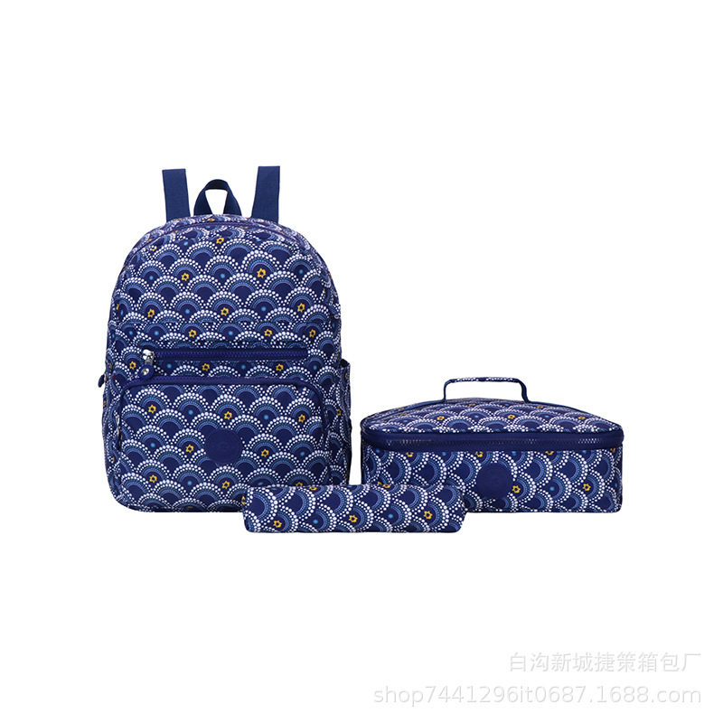 2024 New Pattern Cloth One Piece Dropshipping Backpack Casual Large-Capacity Backpack Three-Piece Set All-Matching Student Bag
