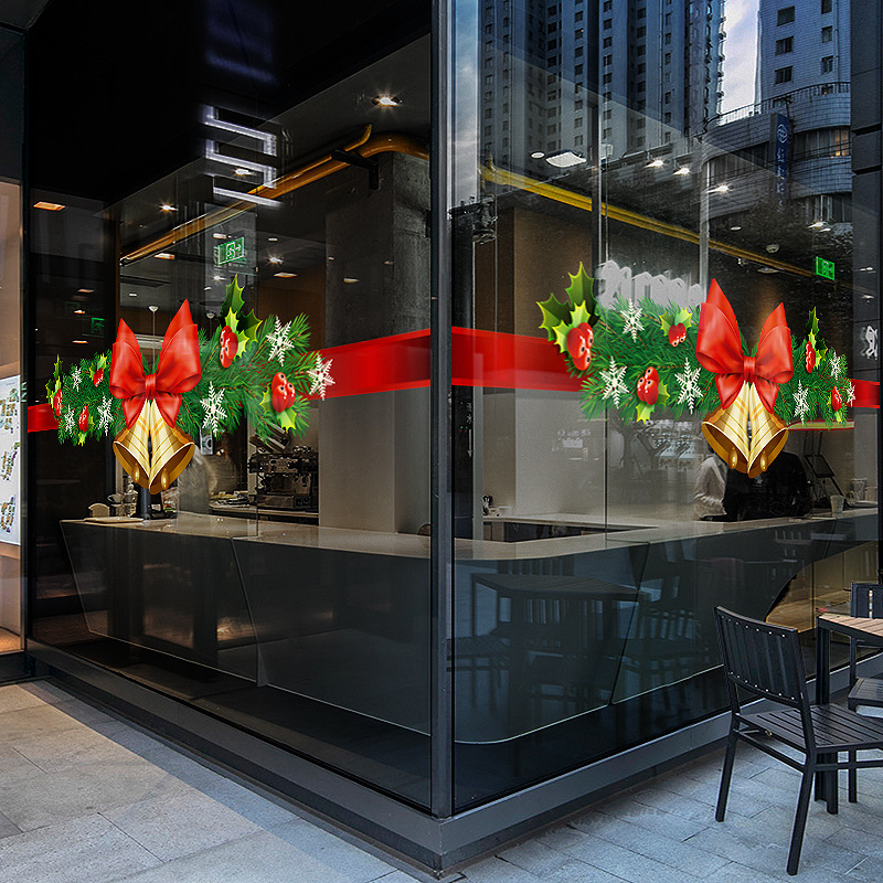 圣诞元旦新年春节玻璃腰线橱窗装饰静电贴防撞条节日装扮拉花贴纸