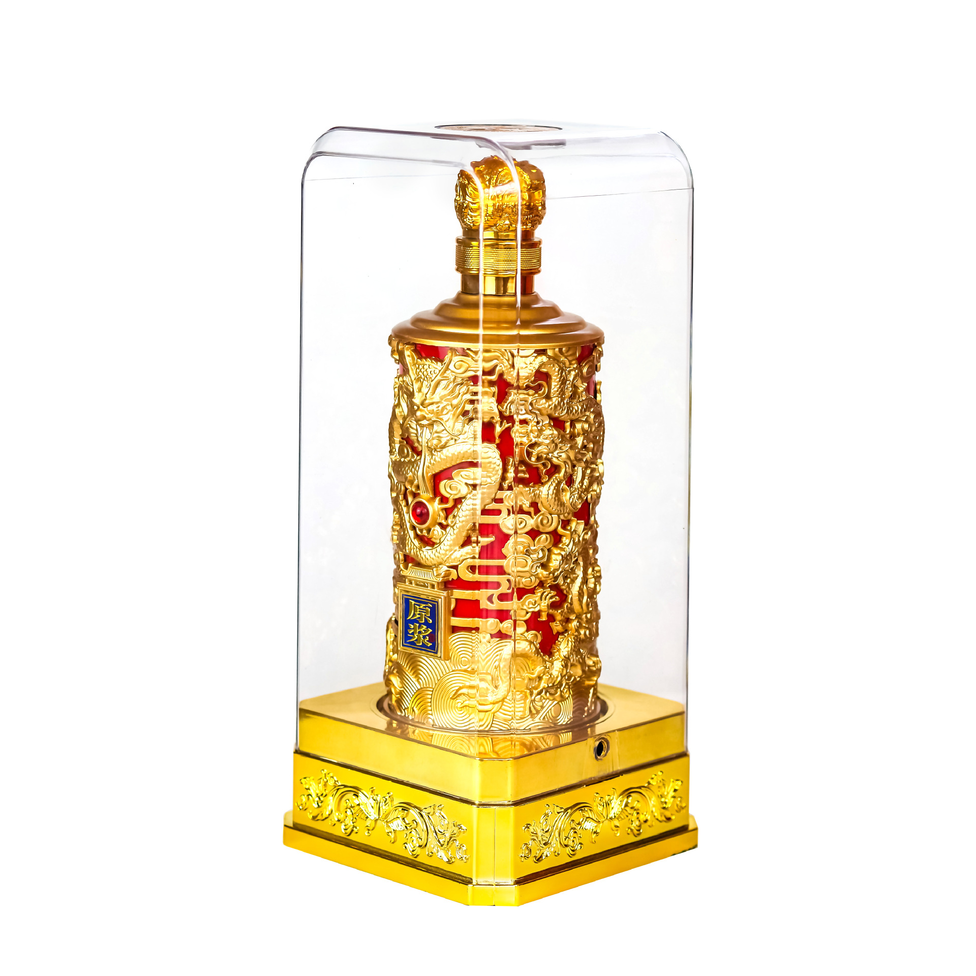 批发新款白酒玻璃瓶现货包装 透明礼品盒 500ml龙套龙纹瓶套龙瓶