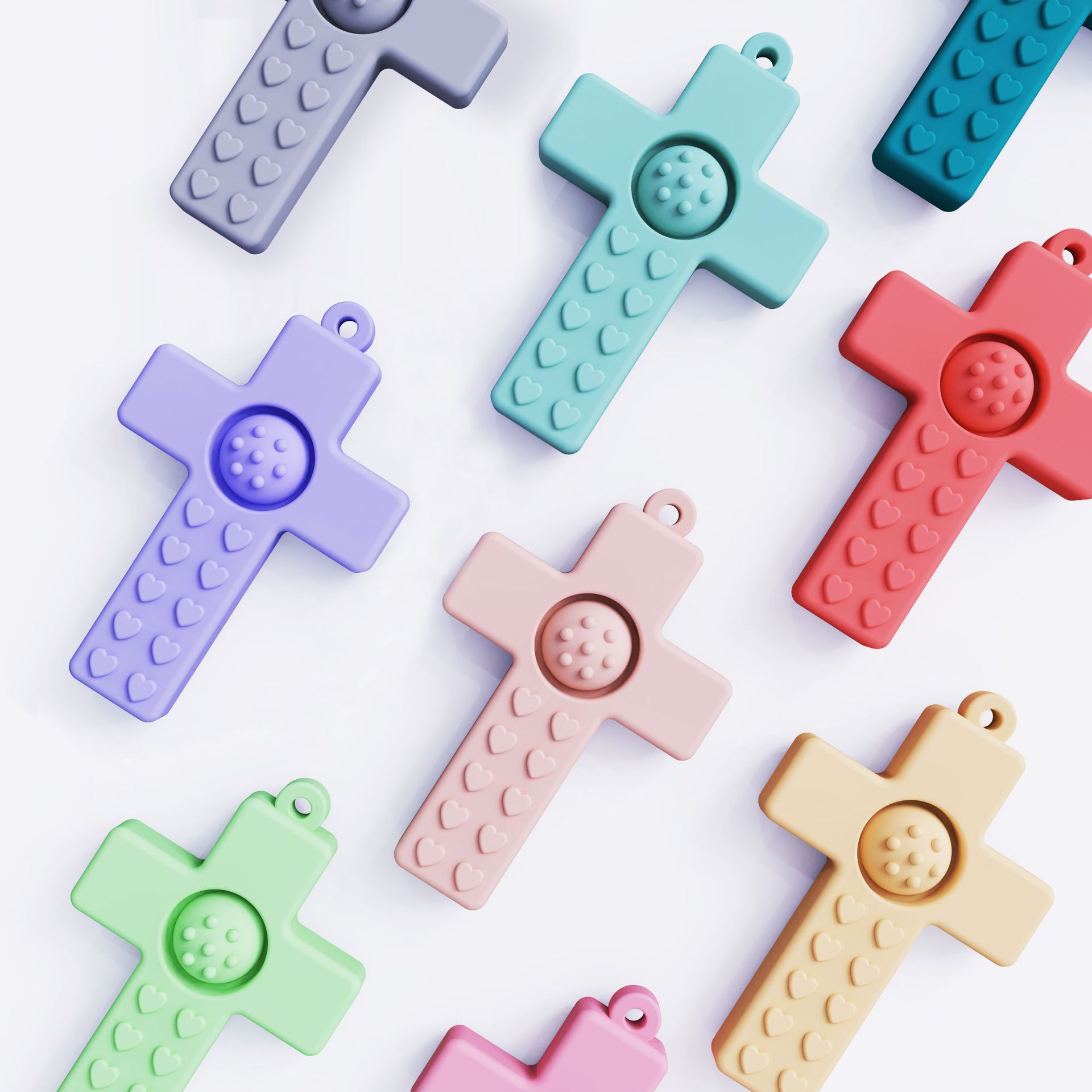 婴幼儿磨牙棒儿童十字架牙胶宝宝泡泡乐硅胶咬咬牙胶减压益智玩具