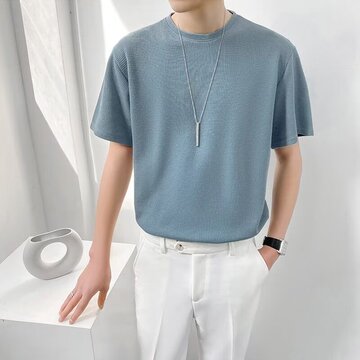 新款短袖t恤男夏季韩版潮流简约半袖上衣港风宽松休闲潮牌体恤衫